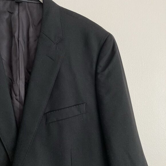 J Crew Blazer Mens 44L Black Ludlow Double Breasted Loro Piana Super 120 Wool - Picture 3 of 8